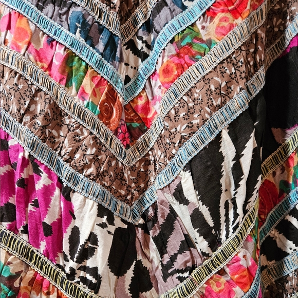 Mixed Media Maxi Skirt Vintage Originals High Waist A Line Blanket Stitch 4 NWT - Picture 6 of 16